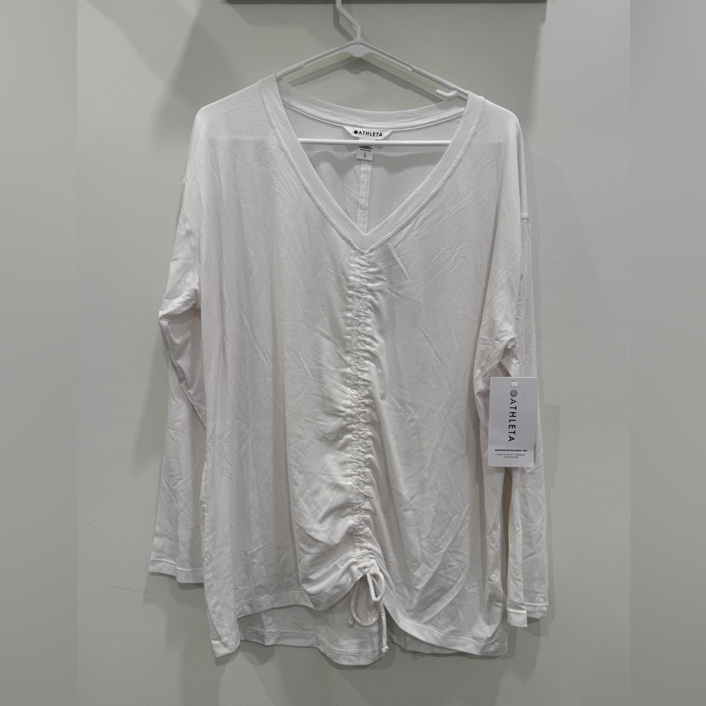 NWT Athleta White Crossover Ruched Top Women’s Large